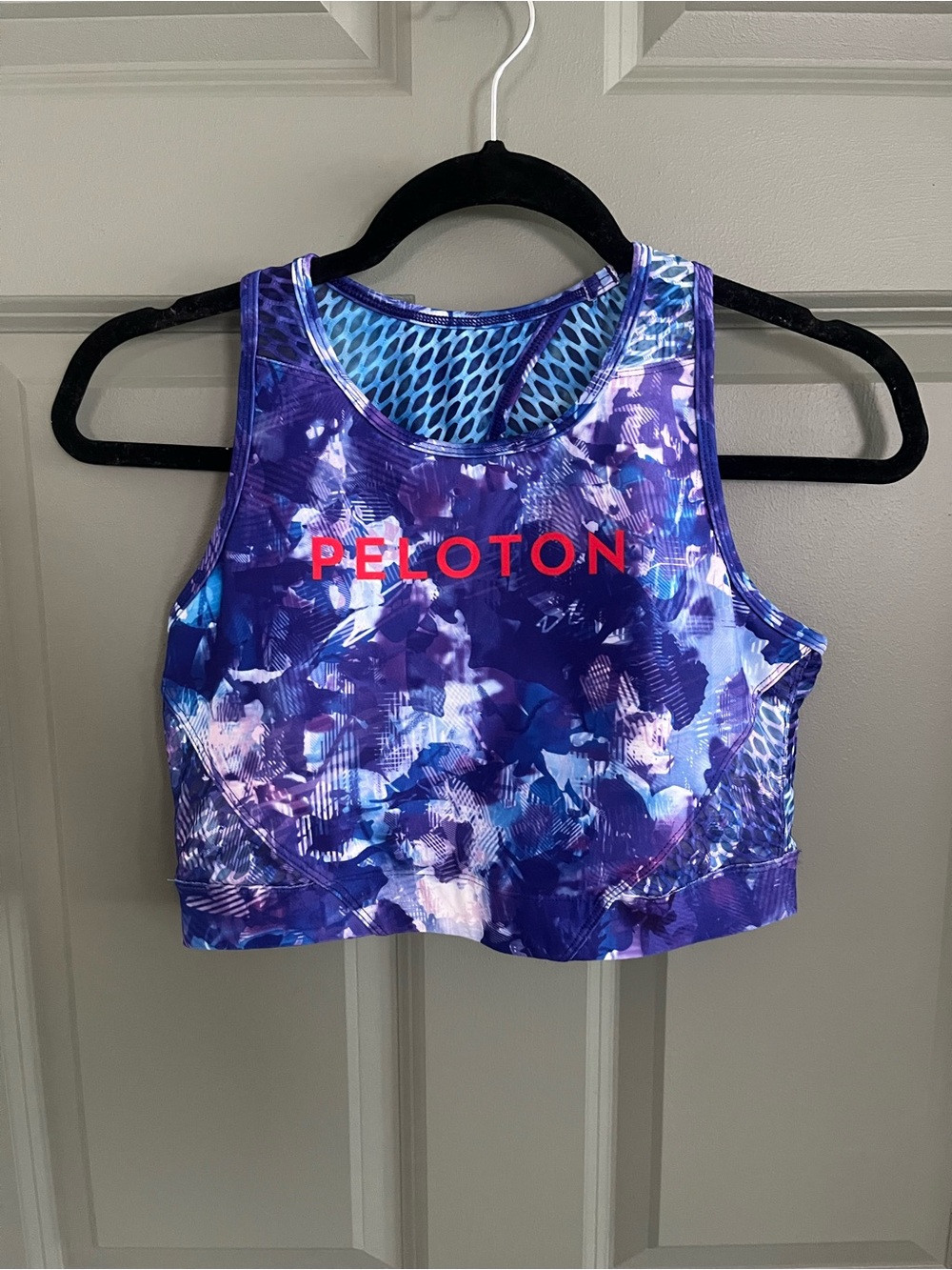 Peloton Purple & Blue Floral Crop Sports Bra